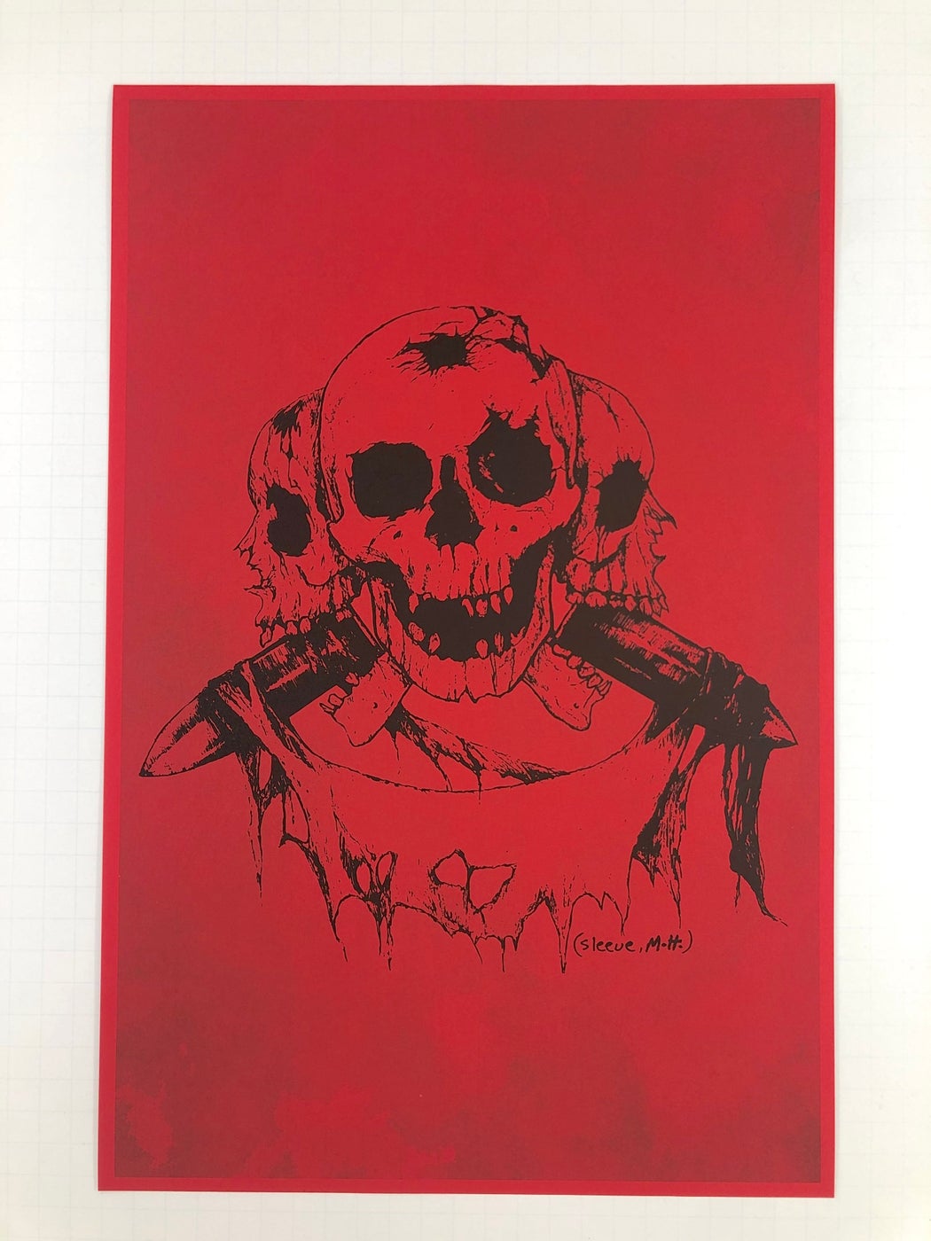 Martin H "Three Skulls" Red Print