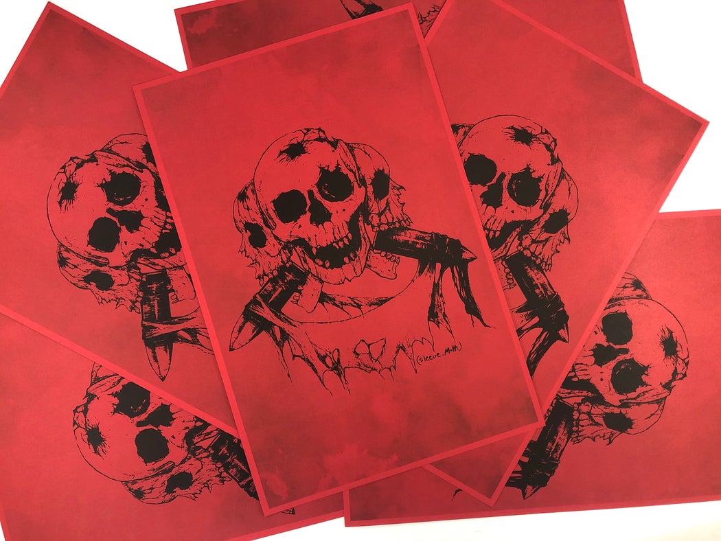 Martin H "Three Skulls" Red Print