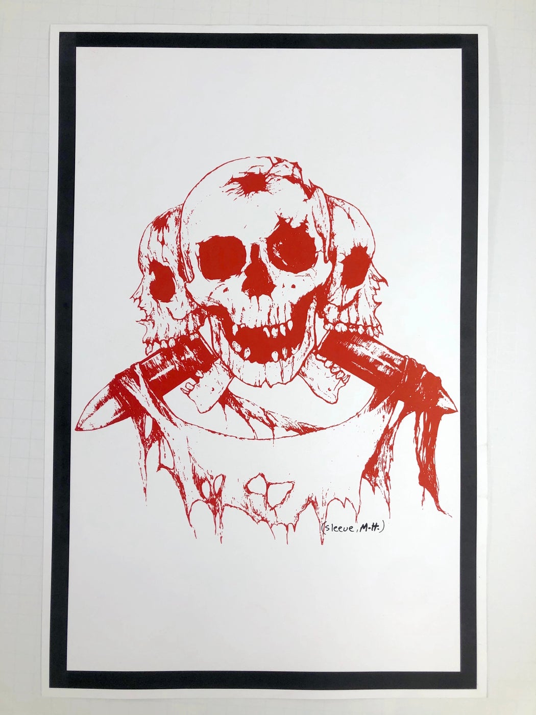 Martin H "Three Skulls" White & Red Poster