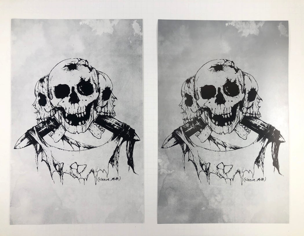 Martin H "Three Skulls" Metallic Silver Poster