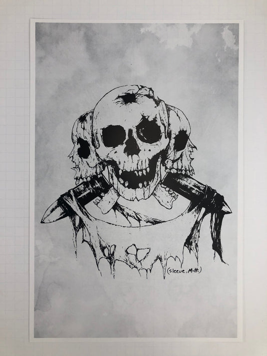 Martin H "Three Skulls" Metallic Silver Poster