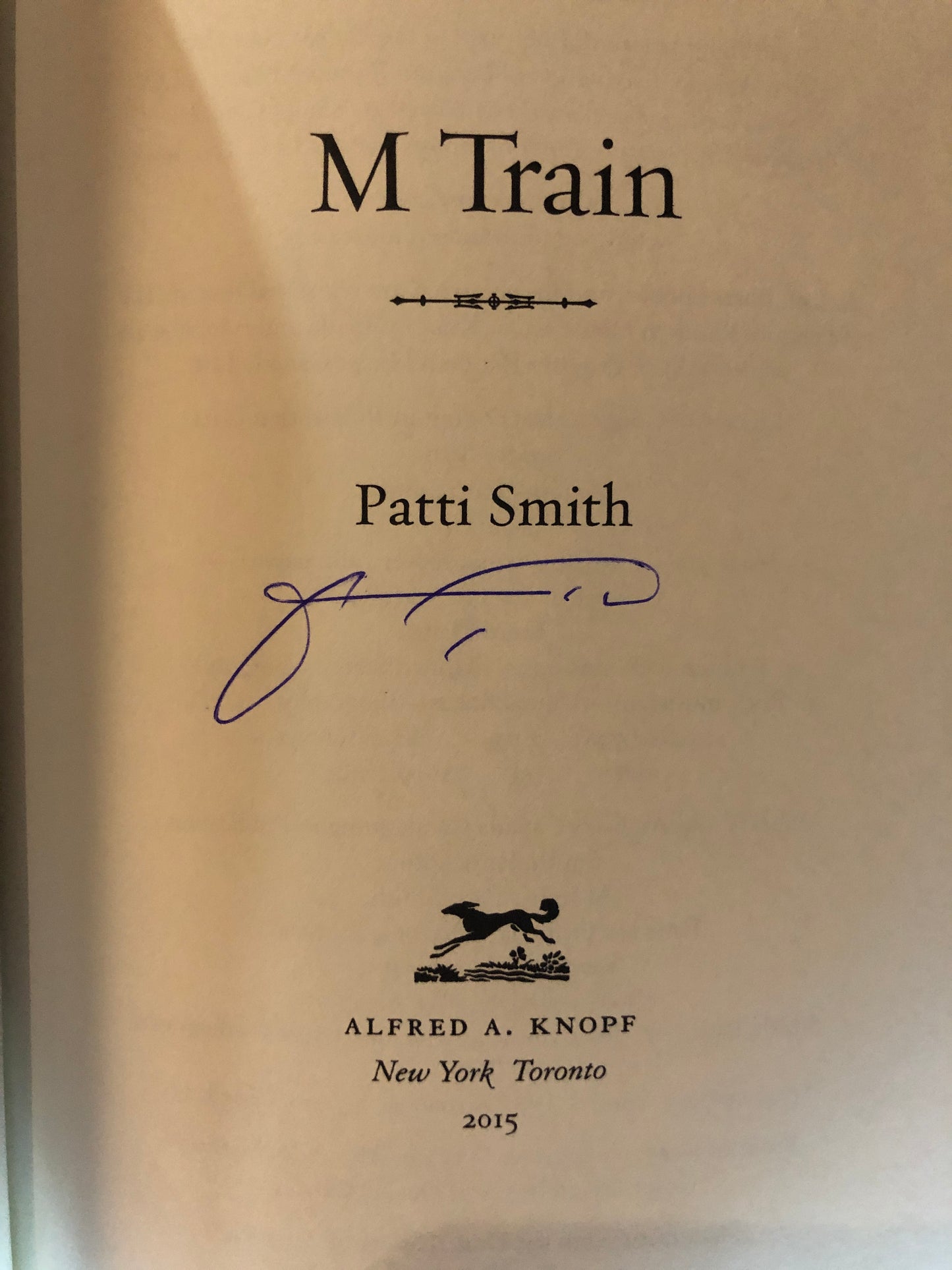 Patti Smith "M Train" Signed Book