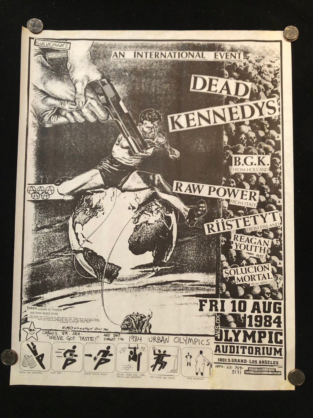 "DK / Reagan Youth / BGK / Raw Power / Riistytet / Solucion Mortal" Vintage Poster (1984)