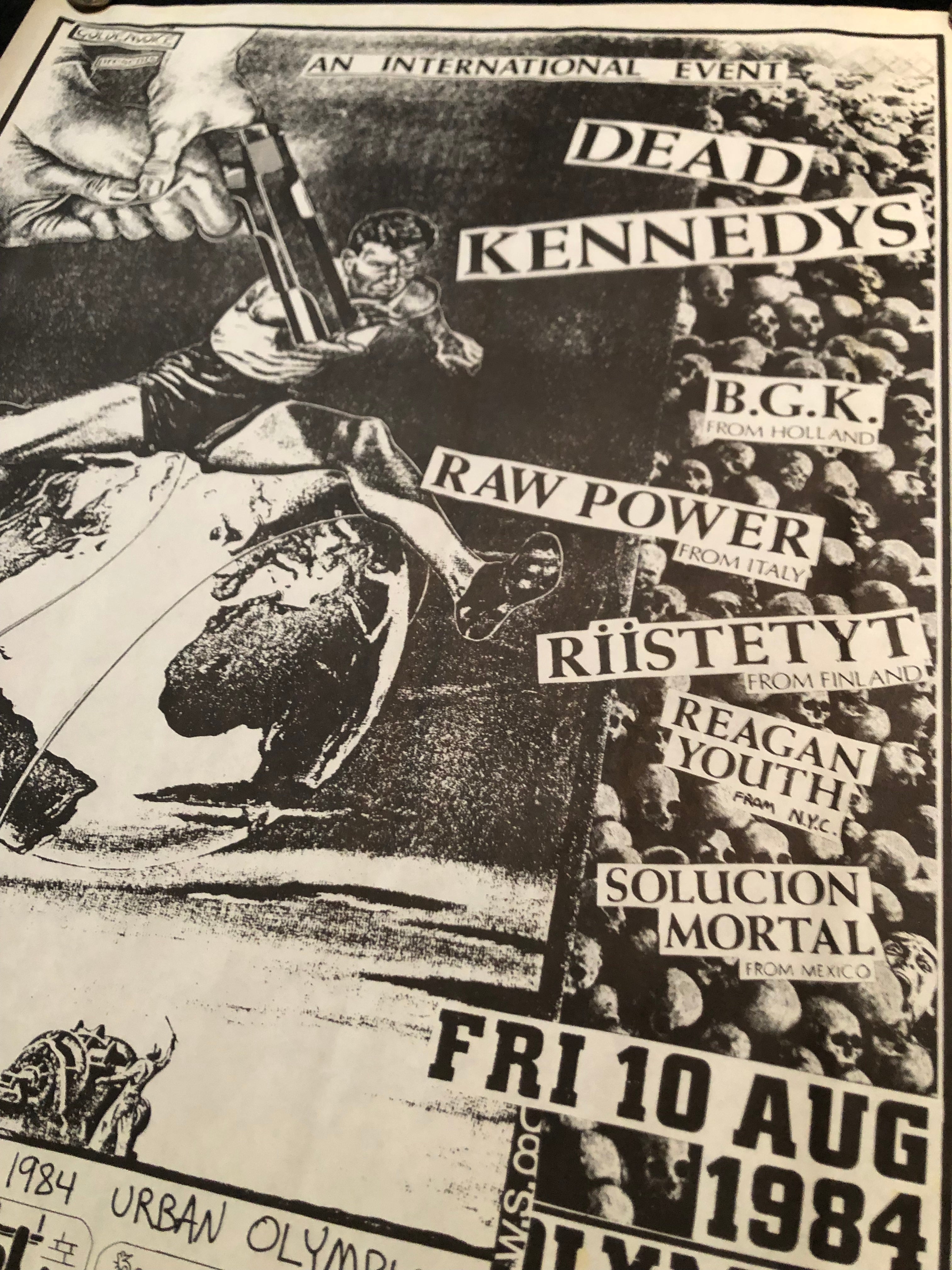 "DK / Reagan Youth / BGK / Raw Power / Riistytet / Solucion Mortal" Vintage Poster (1984)