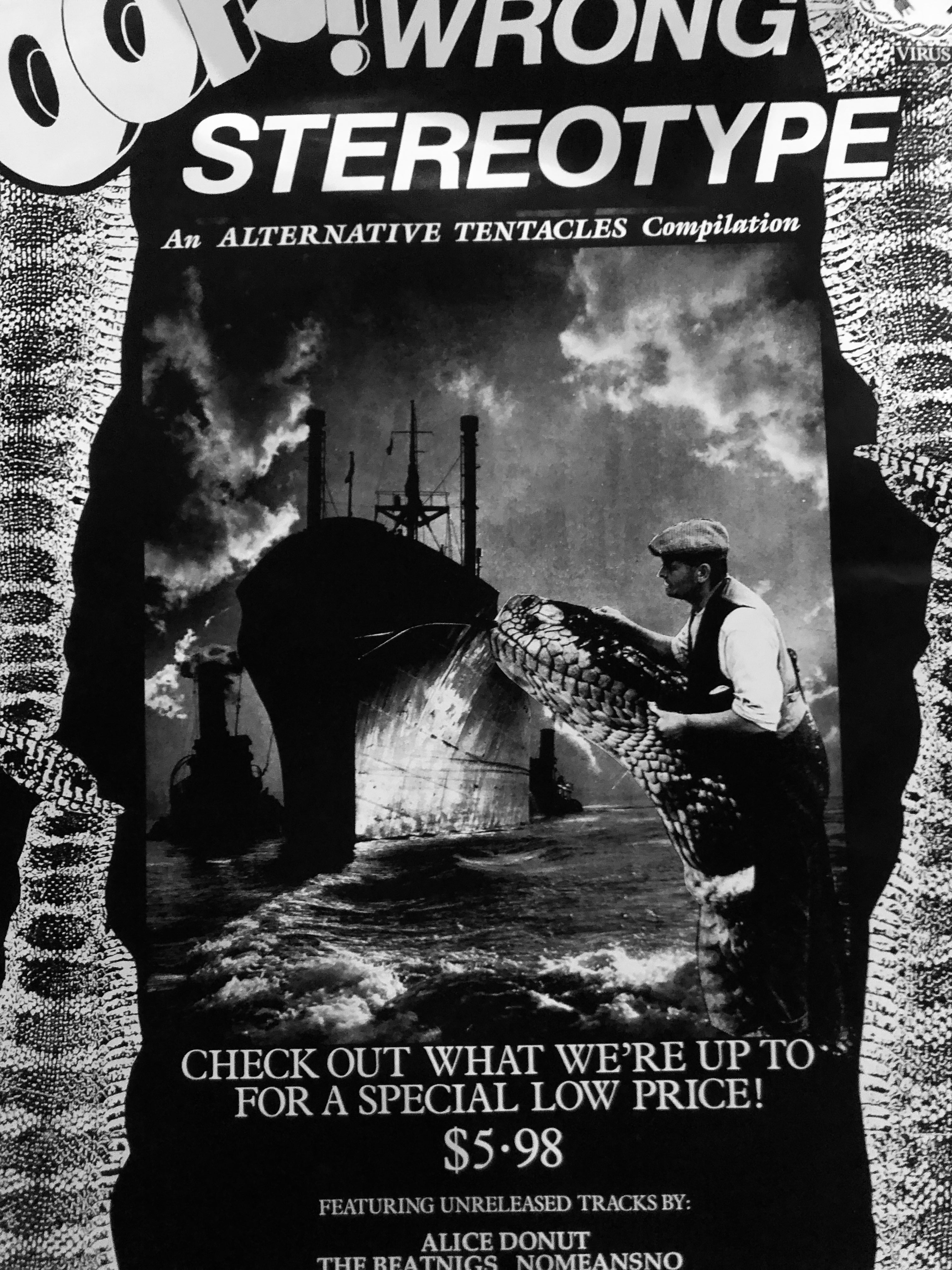 Alternative Tentacles "Oops Wrong Stereotypes Compilation" Vintage Poster (1988)