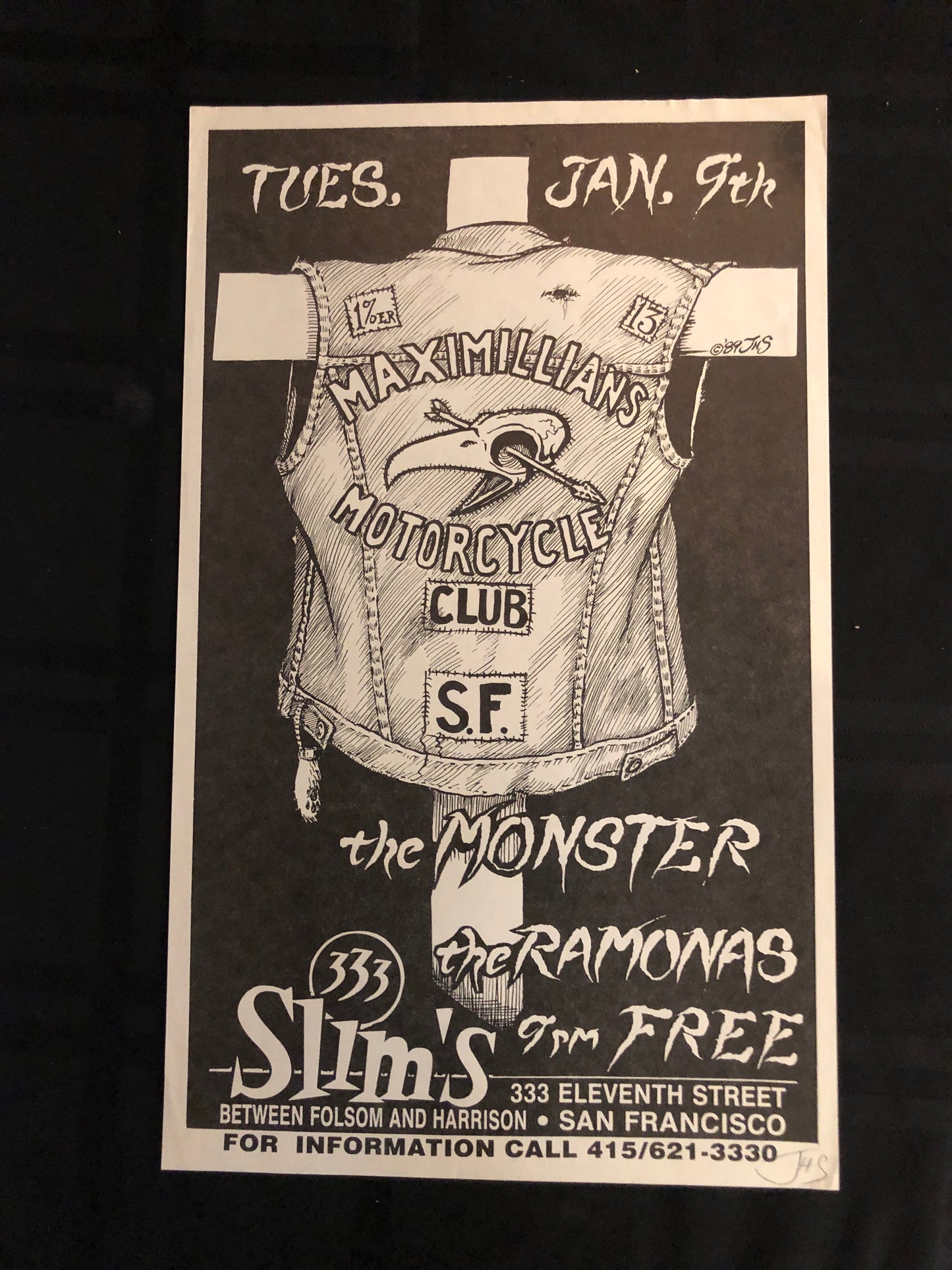 "Maximillians Motorcycle Club at Slim's" Poster