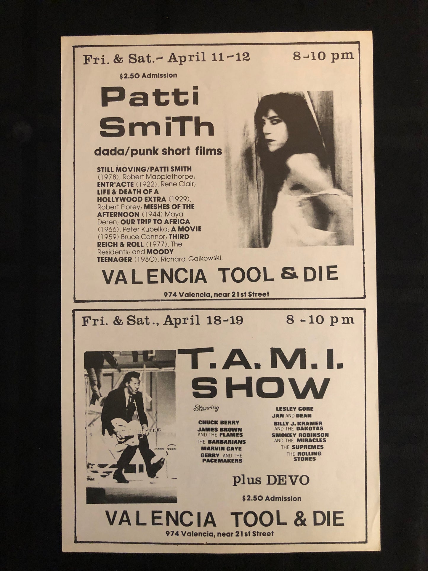 "Patti Smith / T.A.M.I Show at Valencia Tool & Die" Original Poster