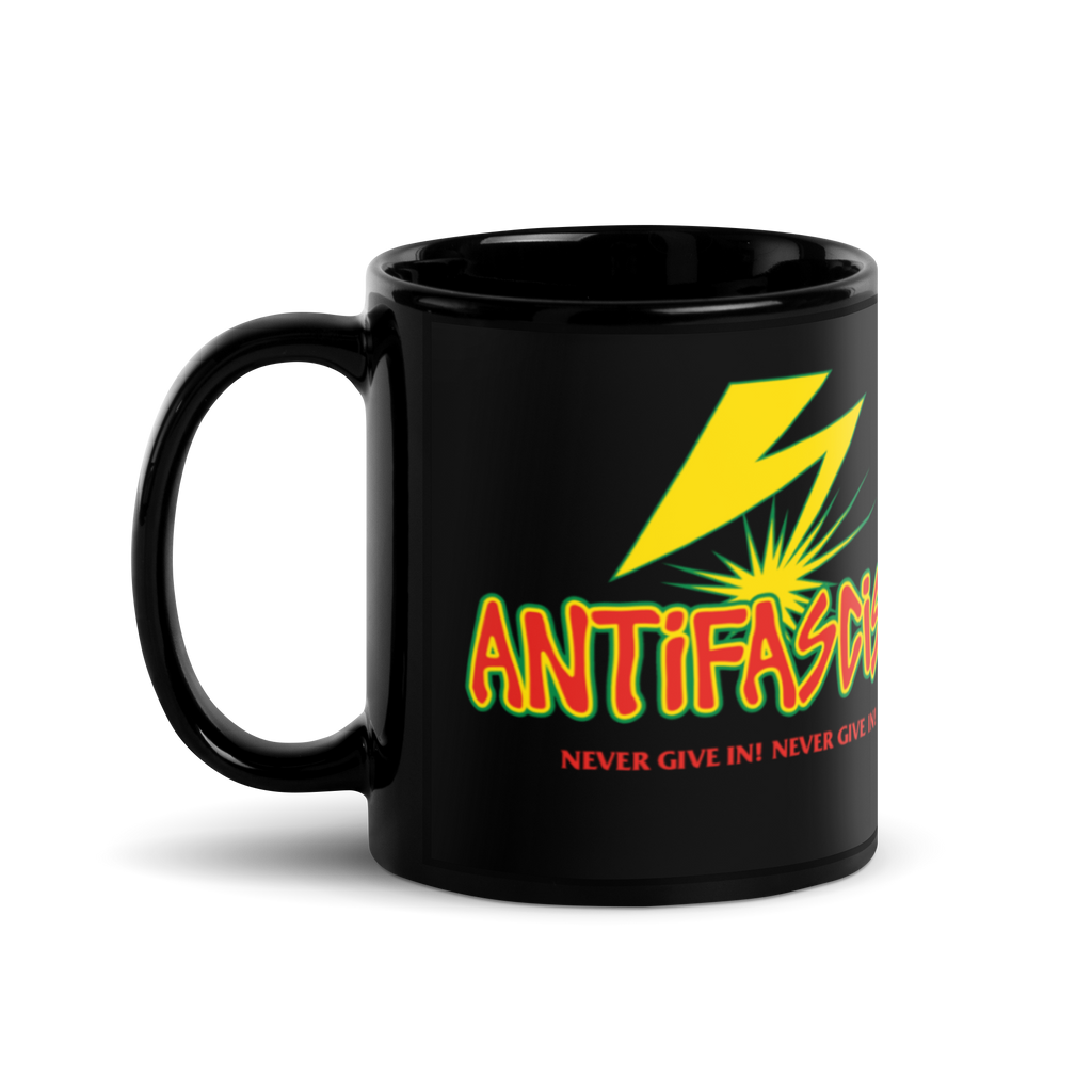 Stealworks "Never Give In" Black Gloss Mug