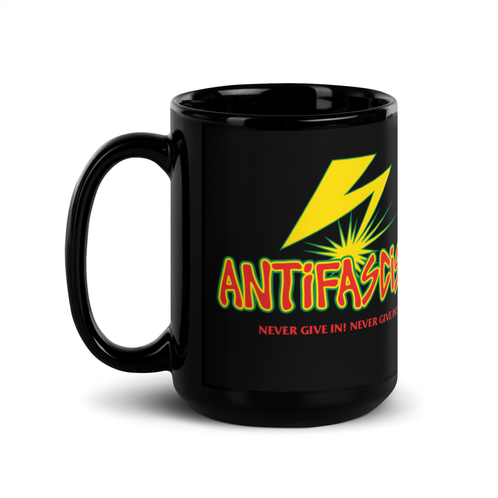 Stealworks "Never Give In" Black Gloss Mug