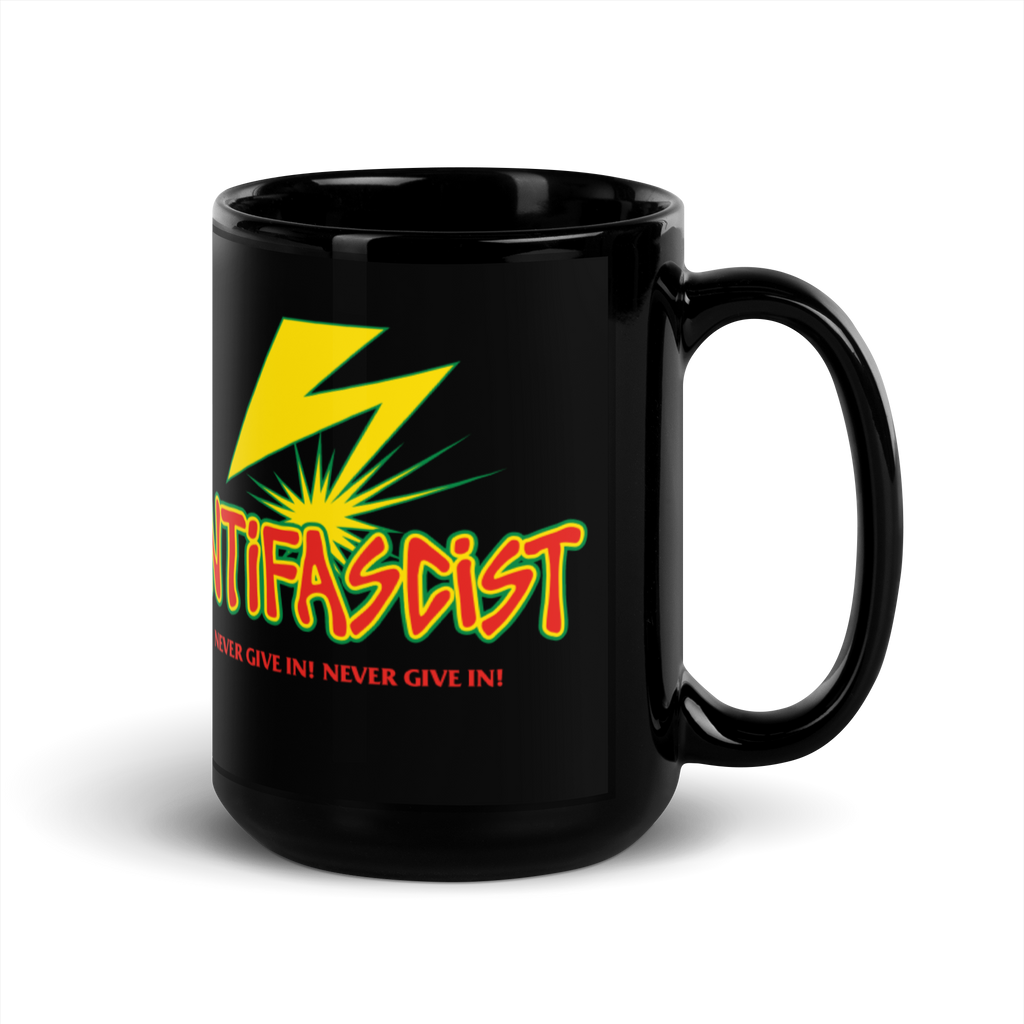 Stealworks "Never Give In" Black Gloss Mug