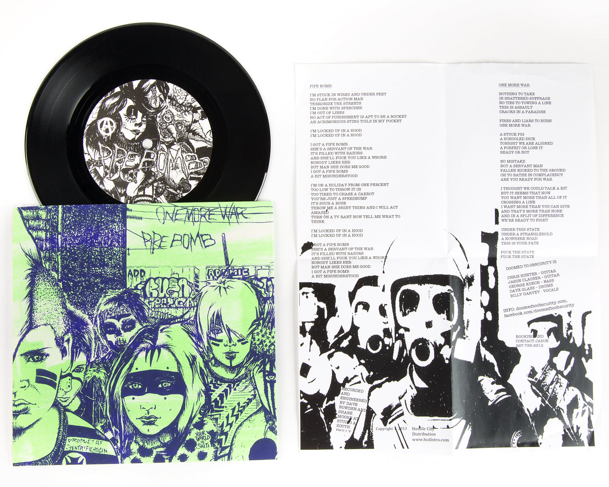 Doomed to Obscurity "One More War b/w Pipe Bomb" 7" + Art Package