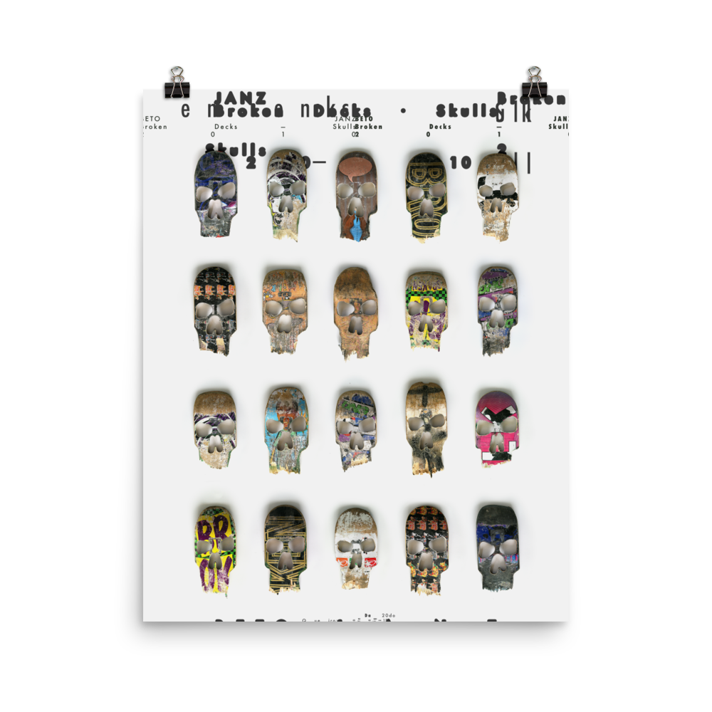 Beto Janz "Broken Deck Skulls" Color Poster