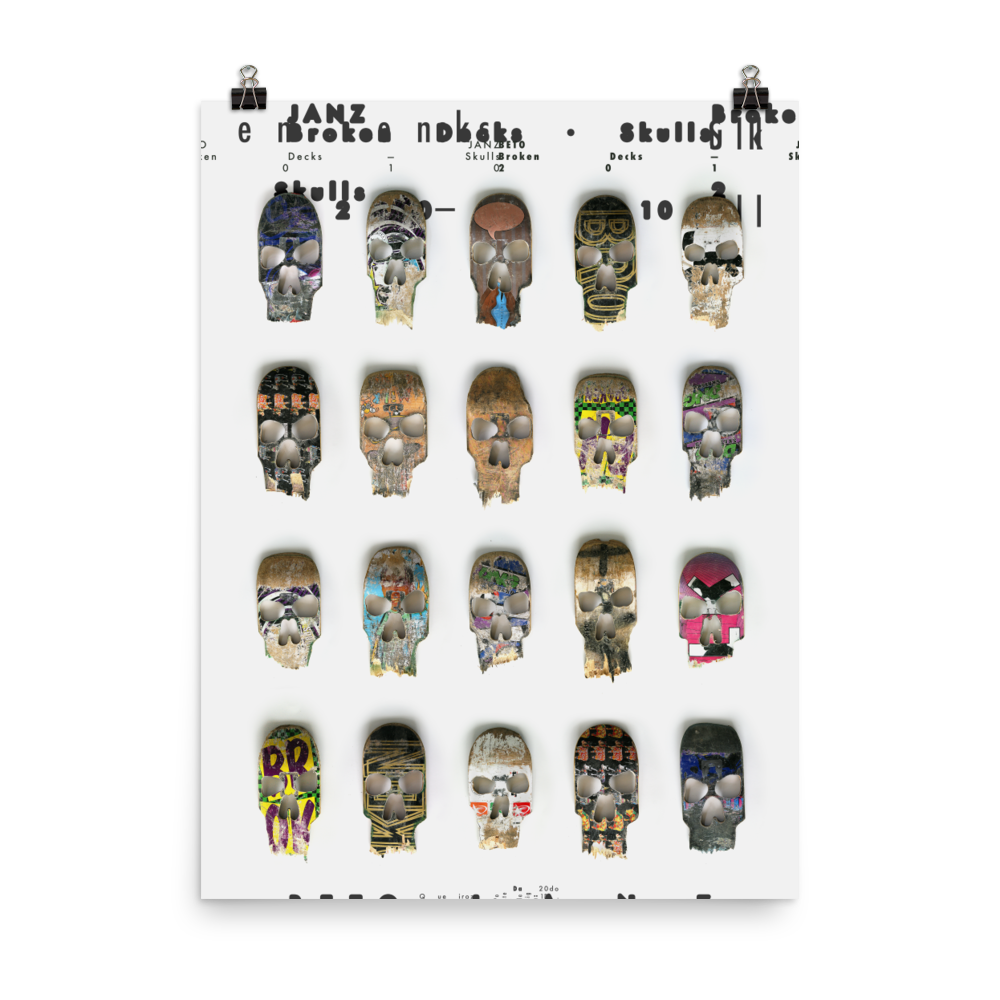 Beto Janz "Broken Deck Skulls" Color Poster