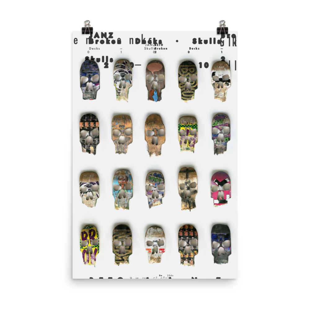 Beto Janz "Broken Deck Skulls" Color Poster