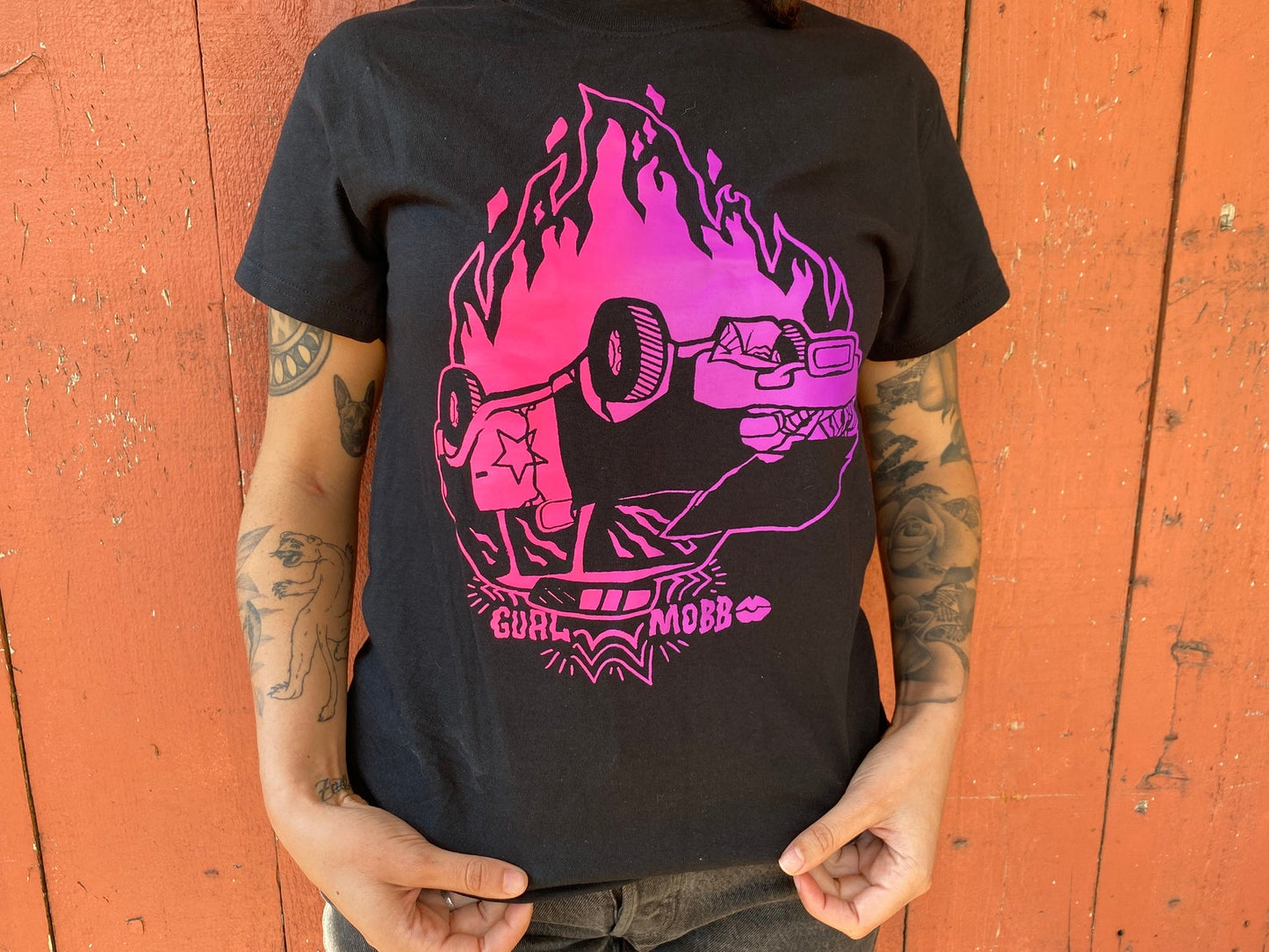 Girl Mobb "Burning Cop Car" T-shirt