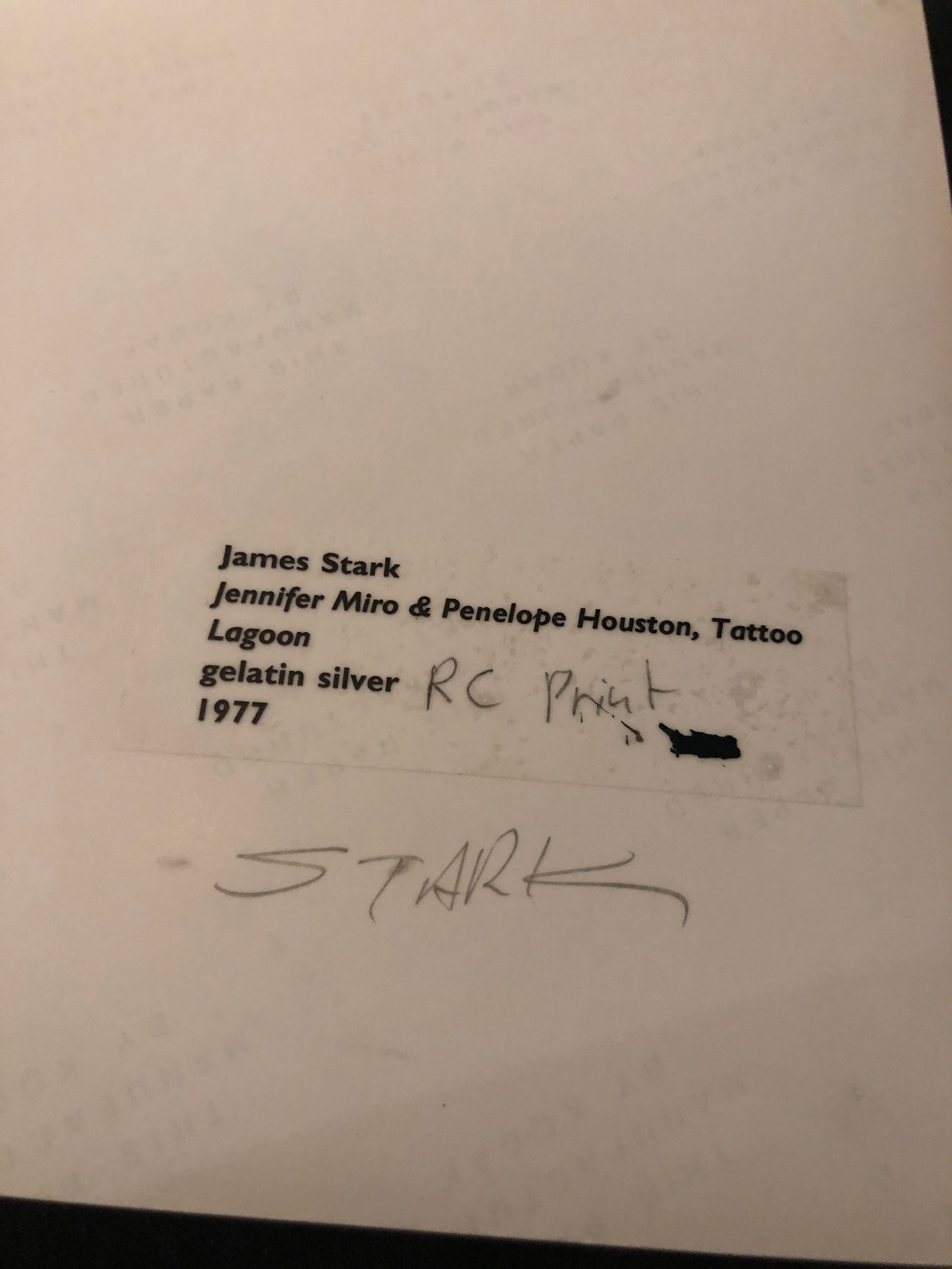 James Stark "Jennifer & Penelope, Tattoo" RC Print